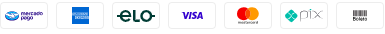 Carteira OrbiPay, American Express, Elo, Visa, Mastercard, Pix e Boleto